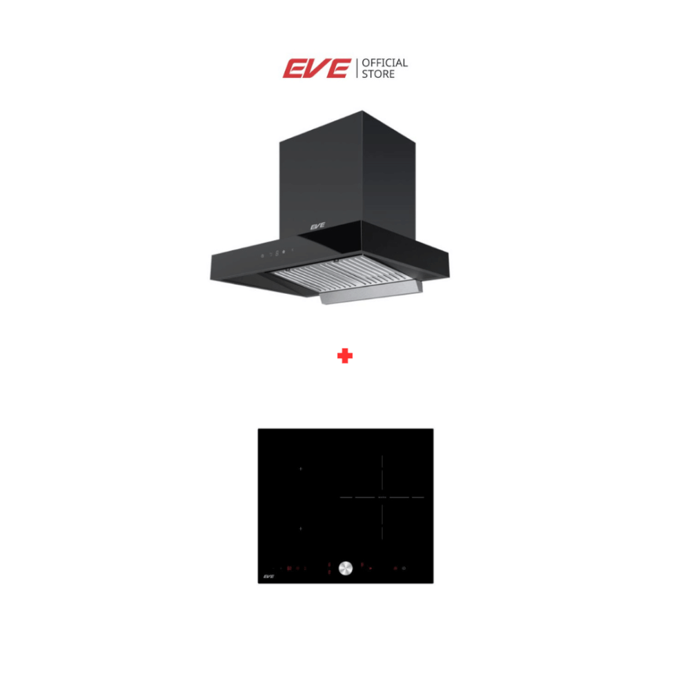 ชุดเซต เตาฝังแม่เหล็กไฟฟ้า 3 หัว + เครื่องดูดควันติดผนัง EVE รุ่น HB60-1FZ1RIND/KTC + HC-LOFTBOX-60 ขนาด 60 ซม. สีดำ_9